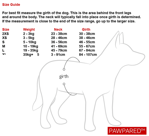 Ezy Dog Harness Size Chart