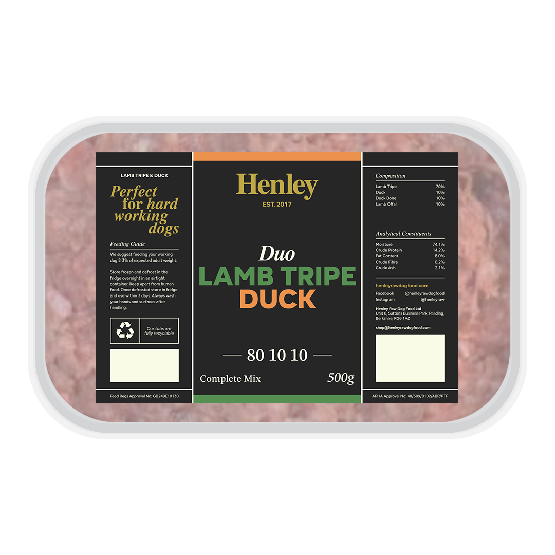 Henleys Lamb Tripe & Duck 80/10/10